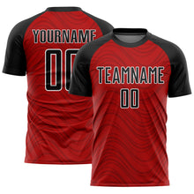 Load image into Gallery viewer, Custom Red Black-White Wavy Lines Sublimation Soccer Uniform Jersey
