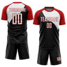 Laden Sie das Bild in den Galerie-Viewer, Custom Black White-Red Curve Lines Sublimation Soccer Uniform Jersey
