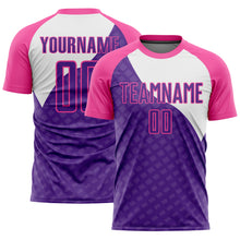 Laden Sie das Bild in den Galerie-Viewer, Custom Purple Pink-White Curve Lines Sublimation Soccer Uniform Jersey
