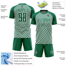 Load image into Gallery viewer, Custom Kelly Green Black-White Wavy Lines Sublimation Soccer Uniform Jersey
