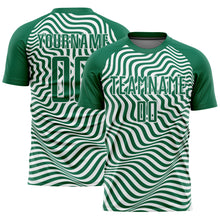 Laden Sie das Bild in den Galerie-Viewer, Custom Kelly Green Black-White Wavy Lines Sublimation Soccer Uniform Jersey
