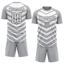 Laden Sie das Bild in den Galerie-Viewer, Custom Gray White-Black Arrow Shapes Sublimation Soccer Uniform Jersey
