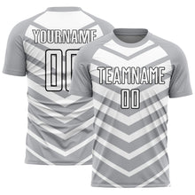 Laden Sie das Bild in den Galerie-Viewer, Custom Gray White-Black Arrow Shapes Sublimation Soccer Uniform Jersey
