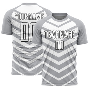 Custom Gray White-Black Arrow Shapes Sublimation Soccer Uniform Jersey