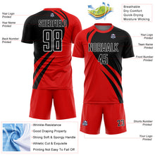 Laden Sie das Bild in den Galerie-Viewer, Custom Red Black-White Curve Lines Sublimation Soccer Uniform Jersey

