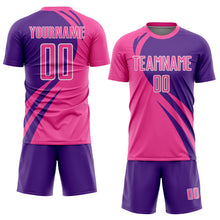 Charger l&#39;image dans la galerie, Custom Pink Purple-White Curve Lines Sublimation Soccer Uniform Jersey
