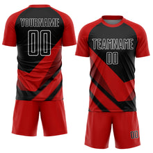 Load image into Gallery viewer, Custom Red Black-White Arrow Shapes Sublimation Soccer Uniform Jersey
