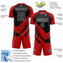 Laden Sie das Bild in den Galerie-Viewer, Custom Red Black-White Arrow Shapes Sublimation Soccer Uniform Jersey
