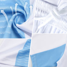 Laden Sie das Bild in den Galerie-Viewer, Custom Light Blue Black-White Arrow Shapes Sublimation Soccer Uniform Jersey
