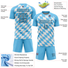 Laden Sie das Bild in den Galerie-Viewer, Custom White Sky Blue-Black Bavarian Flag Sublimation Soccer Uniform Jersey

