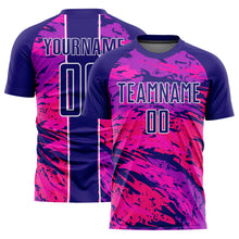 Laden Sie das Bild in den Galerie-Viewer, Custom Purple Hot Pink-White Abstract Fluid Sublimation Soccer Uniform Jersey
