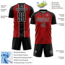 Load image into Gallery viewer, Custom Red Black-White Abstract Fluid Sublimation Soccer Uniform Jersey
