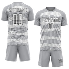 Load image into Gallery viewer, Custom Gray White-Black Pinstripe Sublimation Soccer Uniform Jersey
