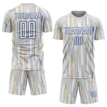 Load image into Gallery viewer, Custom Gray White-Royal Pinstripe Sublimation Soccer Uniform Jersey
