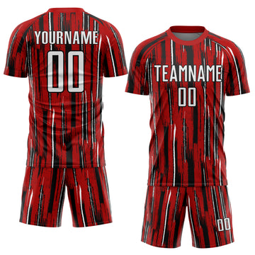 Custom Red White-Black Pinstripe Sublimation Soccer Uniform Jersey