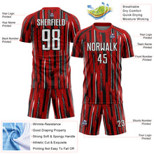 Laden Sie das Bild in den Galerie-Viewer, Custom Red White-Black Pinstripe Sublimation Soccer Uniform Jersey
