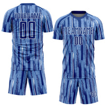 Load image into Gallery viewer, Custom Light Blue Royal-White Pinstripe Sublimation Soccer Uniform Jersey
