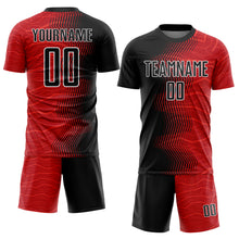 Load image into Gallery viewer, Custom Red Black-White Gradient Arrow Sublimation Soccer Uniform Jersey
