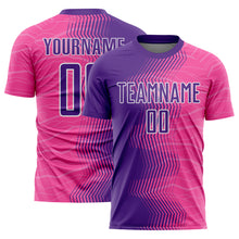 Load image into Gallery viewer, Custom Pink Purple-White Gradient Arrow Sublimation Soccer Uniform Jersey
