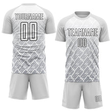 Load image into Gallery viewer, Custom White Gray-Black Lightning Sublimation Soccer Uniform Jersey
