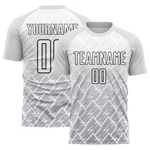 Laden Sie das Bild in den Galerie-Viewer, Custom White Gray-Black Lightning Sublimation Soccer Uniform Jersey
