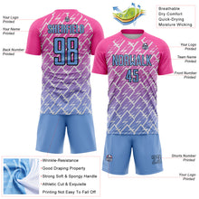 Load image into Gallery viewer, Custom Pink Light Blue-Black Lightning Sublimation Soccer Uniform Jersey
