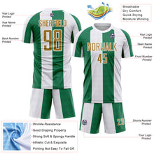 Charger l&#39;image dans la galerie, Custom White Old Gold-Kelly Green Sublimation Soccer Uniform Jersey
