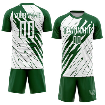 Custom Kelly Green White Sublimation Soccer Uniform Jersey