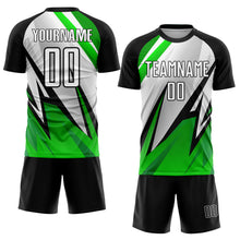 Charger l&#39;image dans la galerie, Custom Black White-Aurora Green Sublimation Soccer Uniform Jersey
