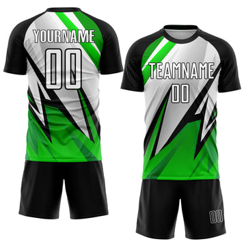 Custom Black White-Aurora Green Sublimation Soccer Uniform Jersey