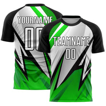 Charger l&#39;image dans la galerie, Custom Black White-Aurora Green Sublimation Soccer Uniform Jersey
