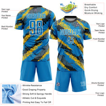 Load image into Gallery viewer, Custom Electric Blue Yellow-White Sublimation Soccer Uniform Jersey
