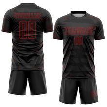 Laden Sie das Bild in den Galerie-Viewer, Custom Black Red Sublimation Soccer Uniform Jersey
