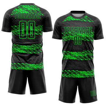 Custom Black Neon Green Sublimation Soccer Uniform Jersey