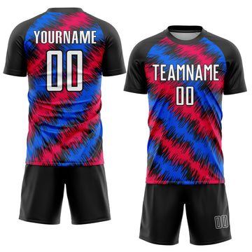 Custom Black Red-Royal Sublimation Soccer Uniform Jersey