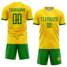 Laden Sie das Bild in den Galerie-Viewer, Custom Gold Grass Green Sublimation Soccer Uniform Jersey
