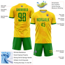 Laden Sie das Bild in den Galerie-Viewer, Custom Gold Grass Green Sublimation Soccer Uniform Jersey
