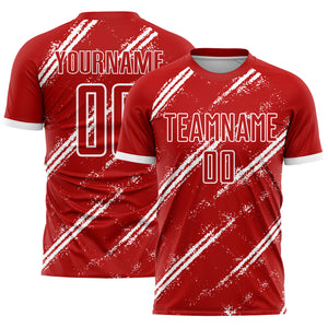 Custom Red White Sublimation Soccer Uniform Jersey