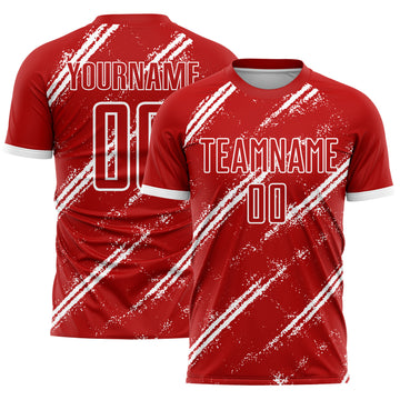 Custom Red White Sublimation Soccer Uniform Jersey