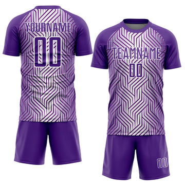 Custom Purple White Lines Sublimation Soccer Uniform Jersey