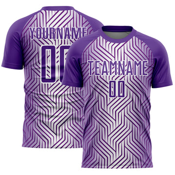 Custom Purple White Lines Sublimation Soccer Uniform Jersey