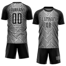 Load image into Gallery viewer, Custom Black White Lines Sublimation Soccer Uniform Jersey
