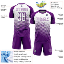 Load image into Gallery viewer, Custom Purple White Abstract Geometric Triangles Sublimation Soccer Uniform Jersey
