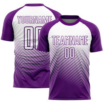 Custom Purple White Abstract Geometric Triangles Sublimation Soccer Uniform Jersey