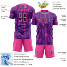Load image into Gallery viewer, Custom Purple Pink-Black Lines Sublimation Soccer Uniform Jersey
