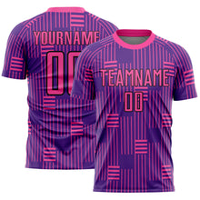 Load image into Gallery viewer, Custom Purple Pink-Black Lines Sublimation Soccer Uniform Jersey
