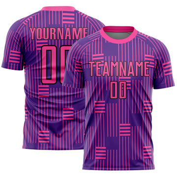 Custom Purple Pink-Black Lines Sublimation Soccer Uniform Jersey