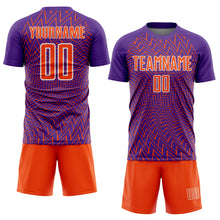Laden Sie das Bild in den Galerie-Viewer, Custom Purple Orange-White Lines Sublimation Soccer Uniform Jersey
