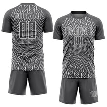Laden Sie das Bild in den Galerie-Viewer, Custom Steel Gray White Lines Sublimation Soccer Uniform Jersey

