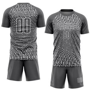 Custom Steel Gray White Lines Sublimation Soccer Uniform Jersey